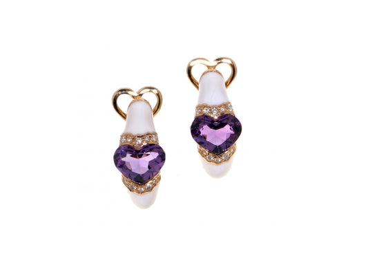 Amethyst Heart Earrings