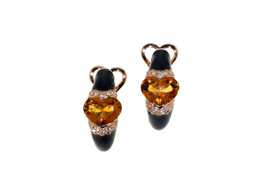 Sunset Citrine Heart Earrings