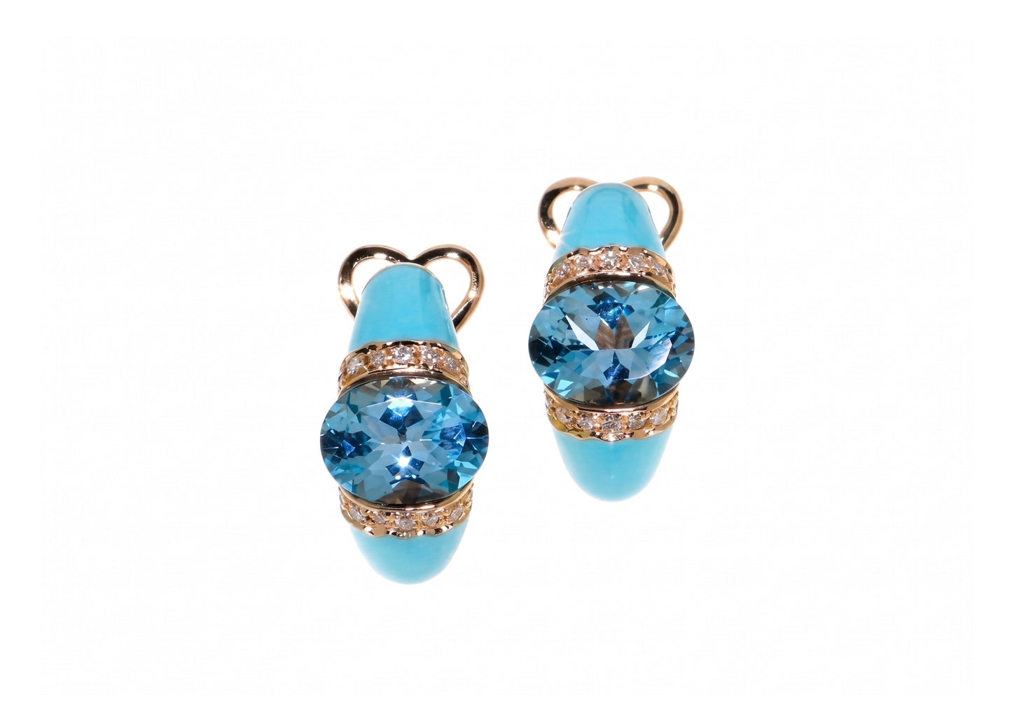 Blue Topaz Turquoise Enamel Earrings