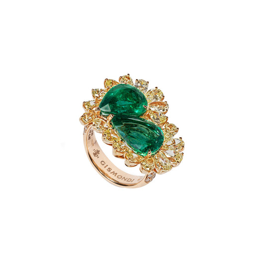 Emerald and Yellow Diamond Ring