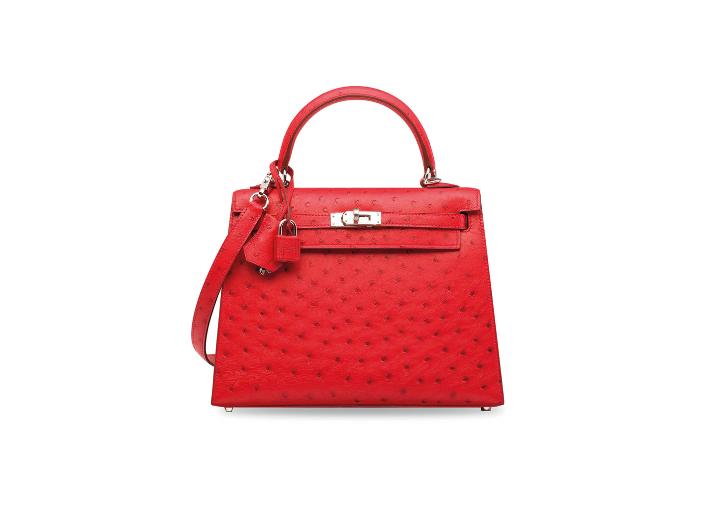 Hermès Kelly 25 Rouge Vif Ostric Bag