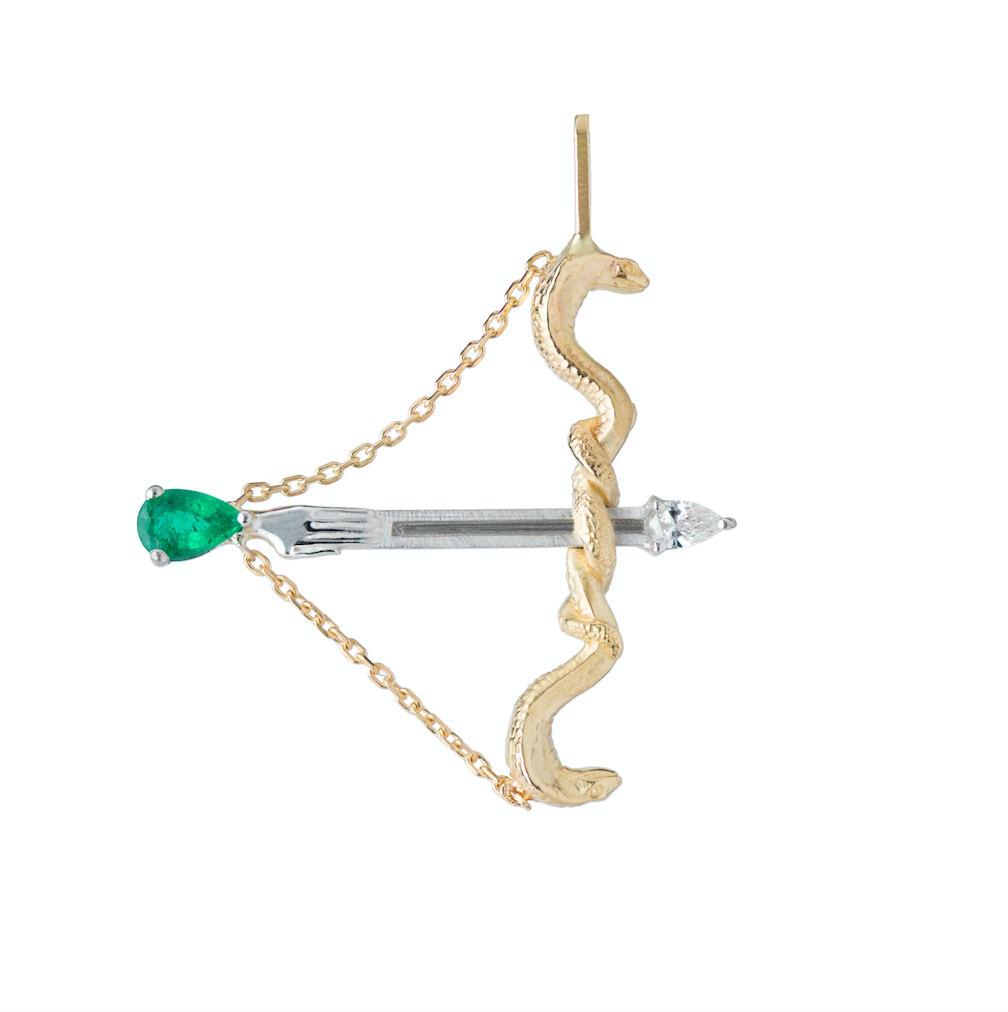 Emerald and Diamond Sagittarius Pendant