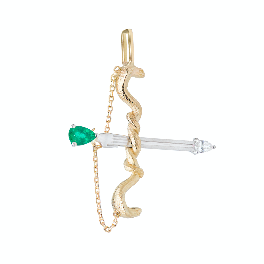 Emerald and Diamond Sagittarius Pendant