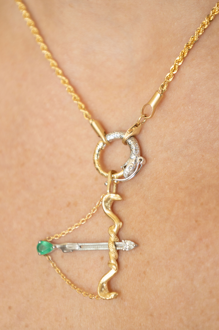 Emerald and Diamond Sagittarius Pendant