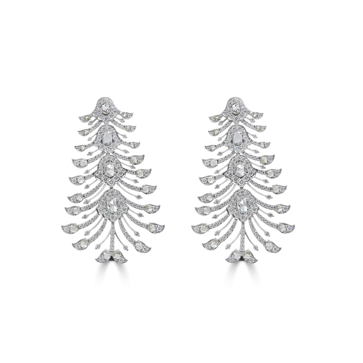 Diamond Feather Earrings
