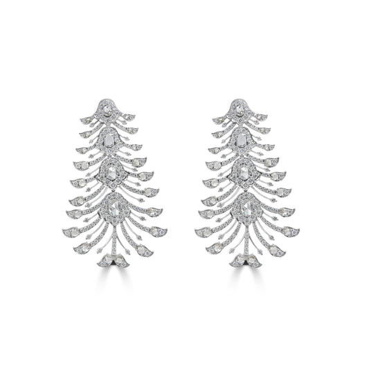 Diamond Feather Earrings
