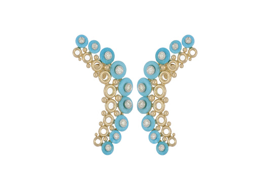 Turquoise Circular Cluster Earrings