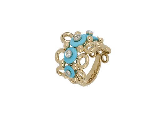 Turquoise Circular Cluster Ring