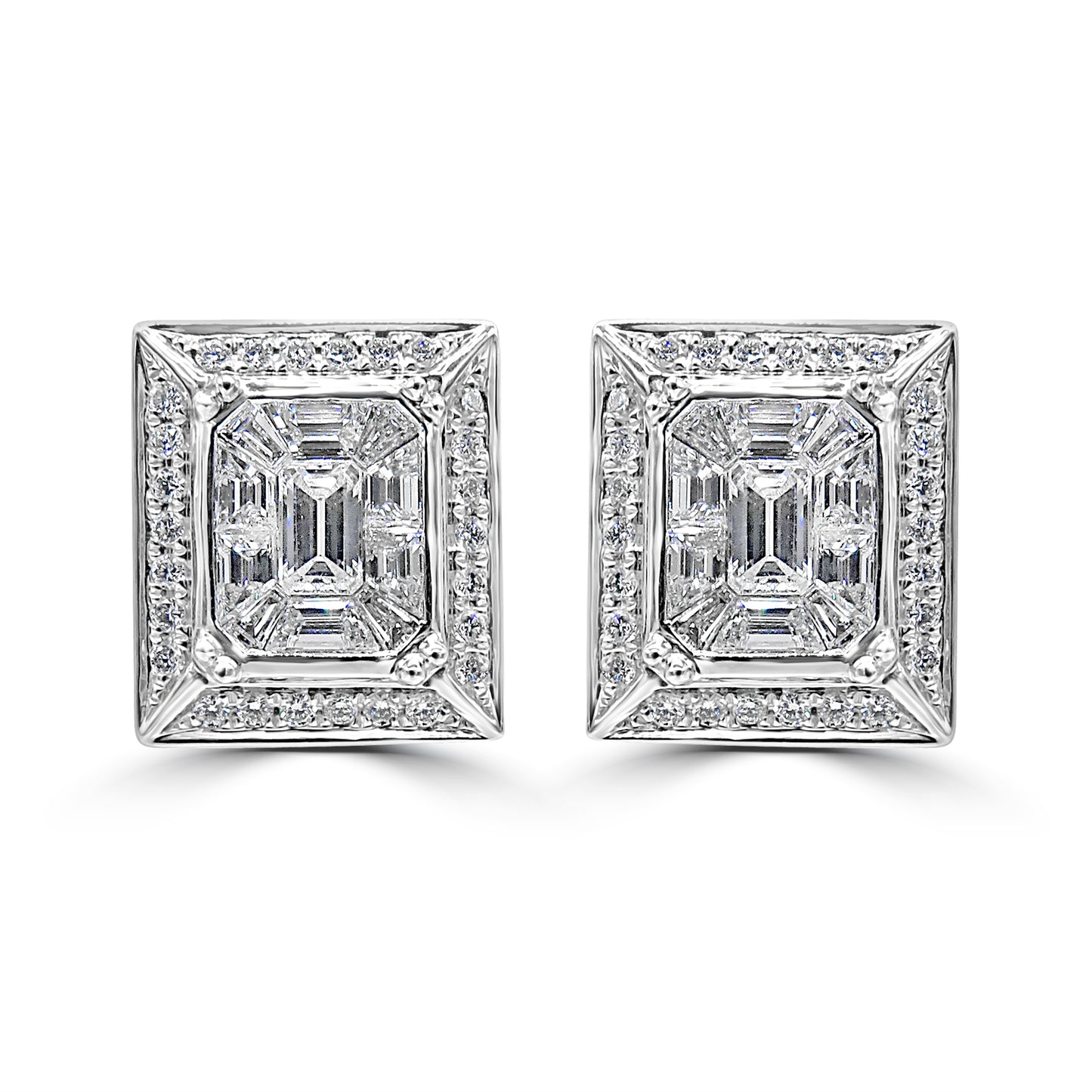 Baguette and Round Diamond Earrings